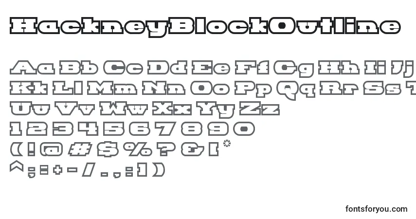 HackneyBlockOutlineフォント–アルファベット、数字、特殊文字