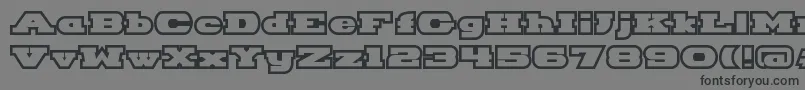 フォントHackneyBlockOutline – 黒い文字の灰色の背景