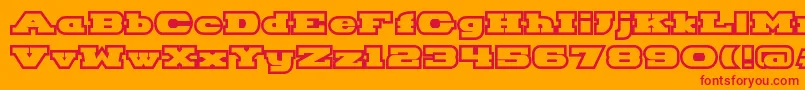 フォントHackneyBlockOutline – オレンジの背景に赤い文字