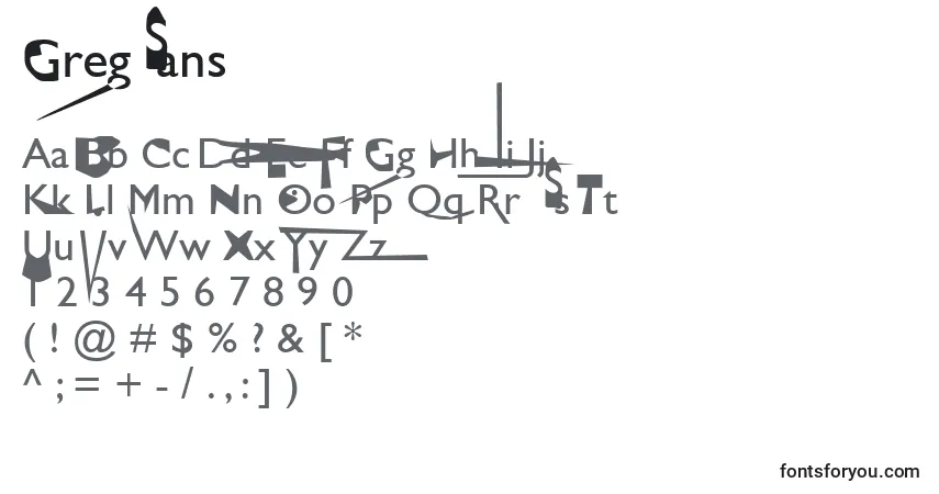 Czcionka GregSans – alfabet, cyfry, specjalne znaki