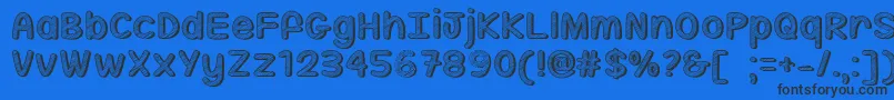 MfSippinOnSunshine-Schriftart – Schwarze Schriften auf blauem Hintergrund