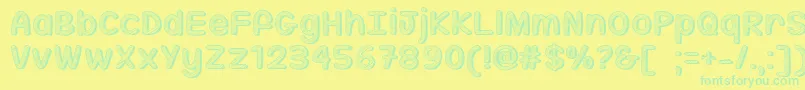 フォントMfSippinOnSunshine – 黄色い背景に緑の文字