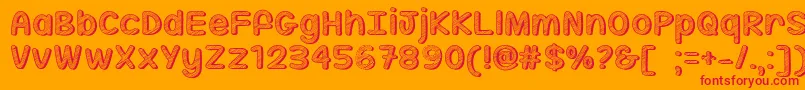 MfSippinOnSunshine-Schriftart – Rote Schriften auf orangefarbenem Hintergrund