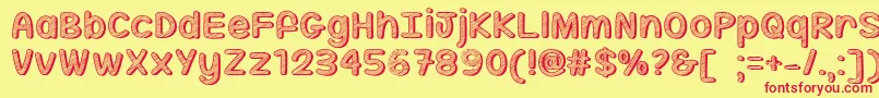 MfSippinOnSunshine Font – Red Fonts on Yellow Background