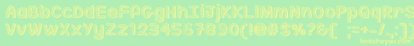 Шрифт MfSippinOnSunshine – жёлтые шрифты на зелёном фоне