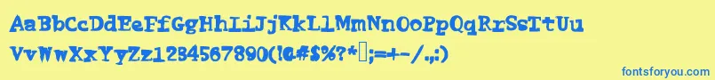 Funnyme Font – Blue Fonts on Yellow Background