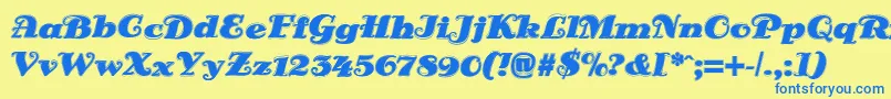 フォントDsSienaOutline – 青い文字が黄色の背景にあります。
