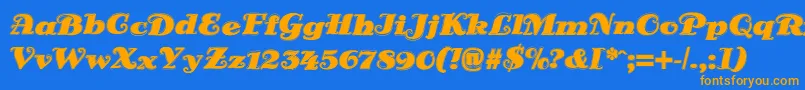 フォントDsSienaOutline – オレンジ色の文字が青い背景にあります。