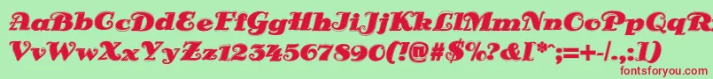 DsSienaOutline-Schriftart – Rote Schriften auf grünem Hintergrund