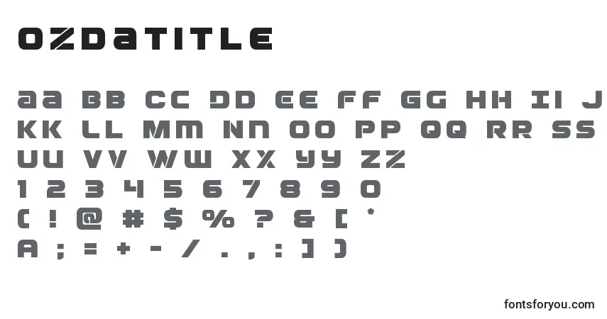 Шрифт Ozdatitle – алфавит, цифры, специальные символы