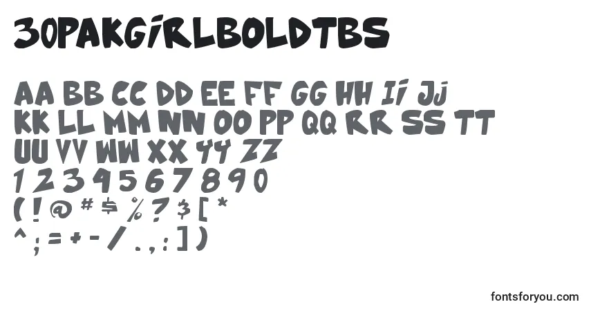 Fuente 30pakgirlBoldTbs - alfabeto, números, caracteres especiales