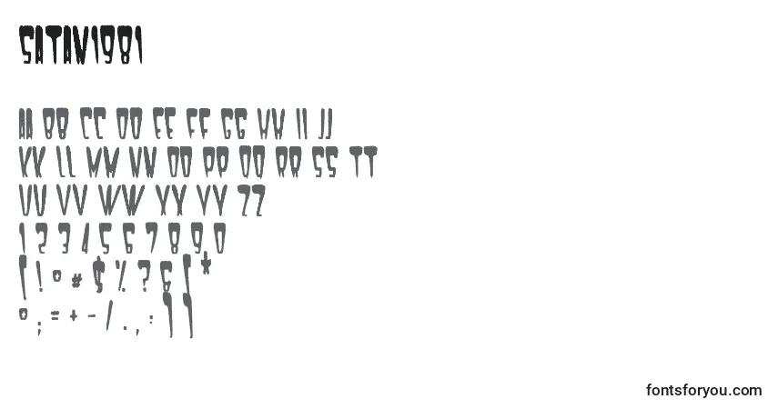 Czcionka Satan1981 – alfabet, cyfry, specjalne znaki