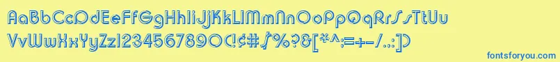 Chuckwarrenchiselsh Font – Blue Fonts on Yellow Background