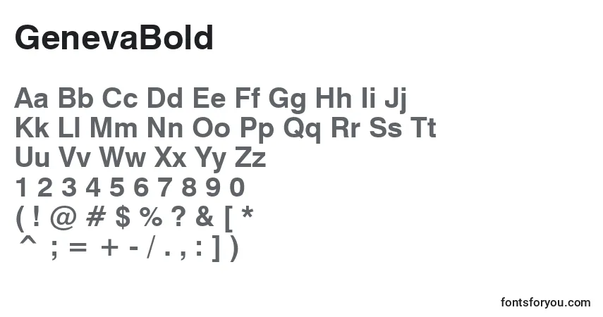 Шрифт GenevaBold – алфавит, цифры, специальные символы
