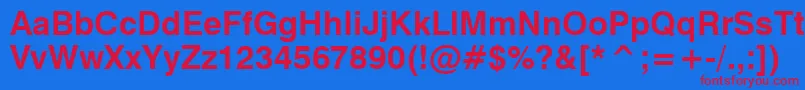 GenevaBold-fontti – punaiset fontit sinisellä taustalla