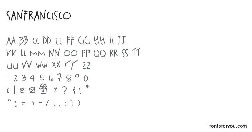 Fuente Sanfrancisco - alfabeto, números, caracteres especiales