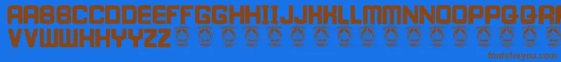 IWillWait-Schriftart – Braune Schriften auf blauem Hintergrund