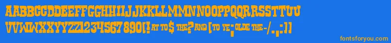 Rustler Font – Orange Fonts on Blue Background