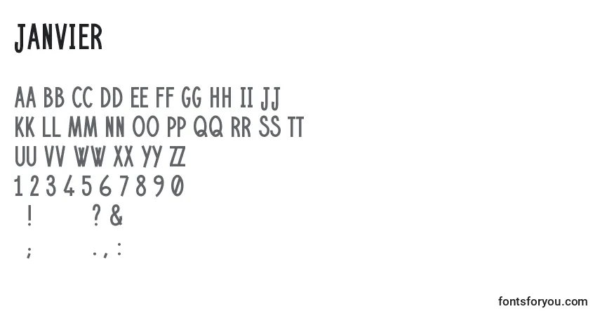 Шрифт Janvier – алфавит, цифры, специальные символы