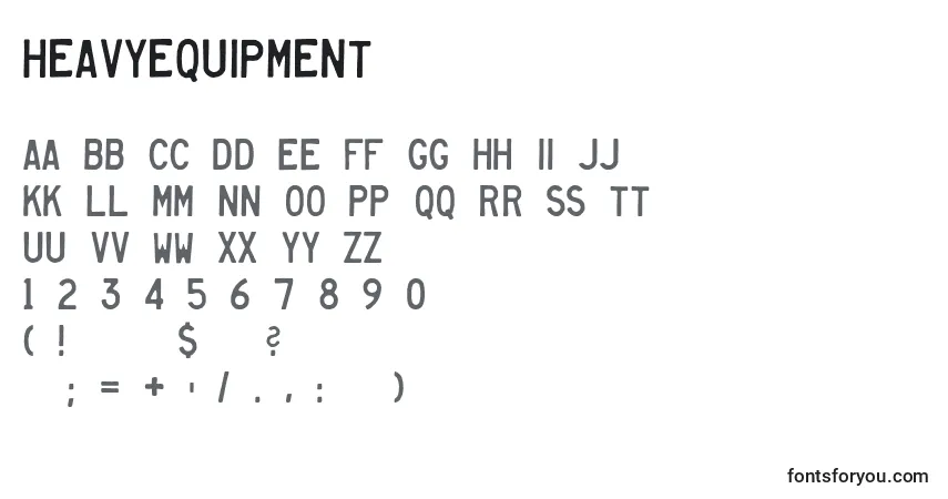 Schriftart Heavyequipment (48336) – Alphabet, Zahlen, spezielle Symbole