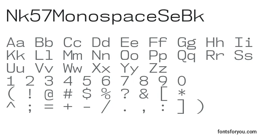 A fonte Nk57MonospaceSeBk – alfabeto, números, caracteres especiais