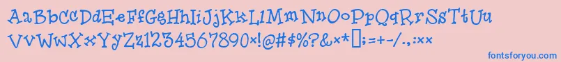 Herooffools-Schriftart – Blaue Schriften auf rosa Hintergrund