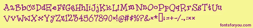 Herooffools-Schriftart – Violette Schriften auf gelbem Hintergrund