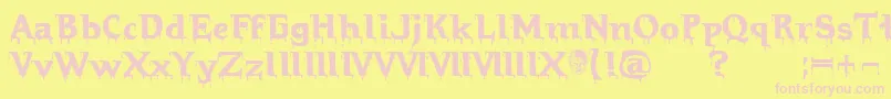 Hellraiser Bloody Font – Pink Fonts on Yellow Background