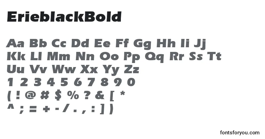 A fonte ErieblackBold – alfabeto, números, caracteres especiais