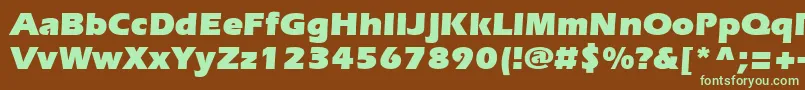フォントErieblackBold – 緑色の文字が茶色の背景にあります。