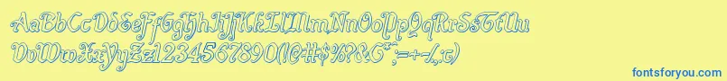 Quillswordoutital Font – Blue Fonts on Yellow Background