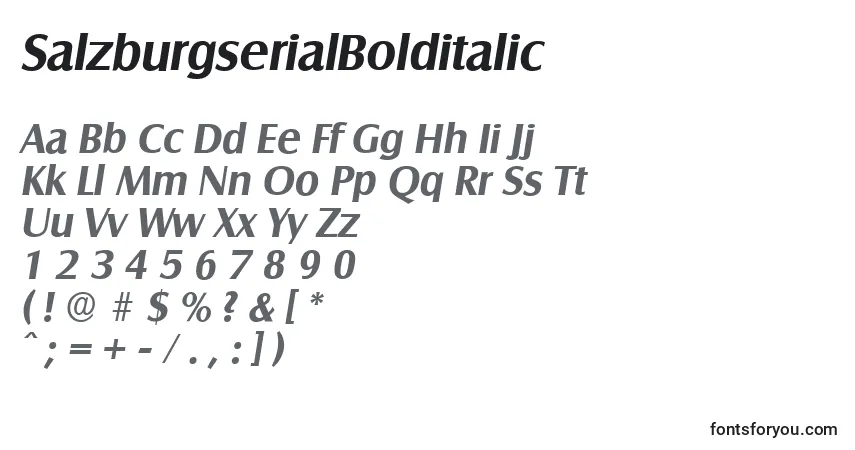 Шрифт SalzburgserialBolditalic – алфавит, цифры, специальные символы