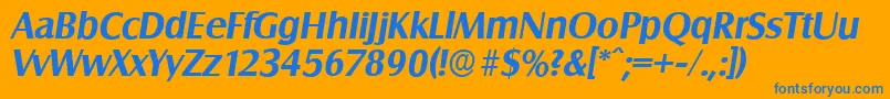 Weitere Informationen zur SalzburgserialBolditalic-Schriftart SalzburgserialBolditalic-Schriftart – Blaue Schriften auf orangefarbenem Hintergrund