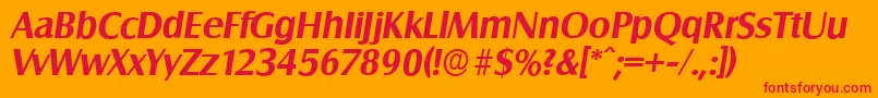 SalzburgserialBolditalic-Schriftart – Rote Schriften auf orangefarbenem Hintergrund