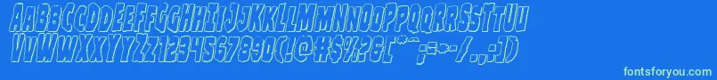 Clubberlang3Dital-fontti – vihreät fontit sinisellä taustalla