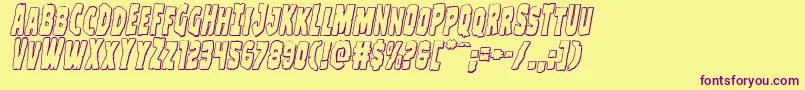 Clubberlang3Dital-fontti – violetit fontit keltaisella taustalla