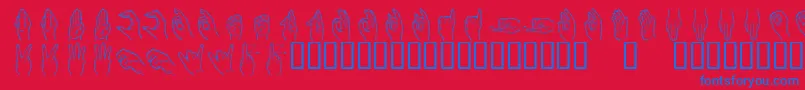 Handsign Font – Blue Fonts on Red Background