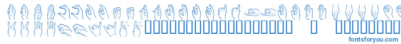 フォントHandsign – 白い背景に青い文字