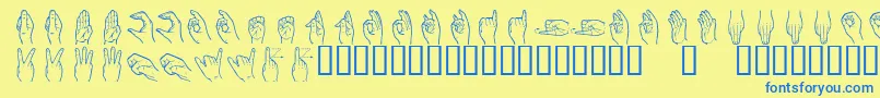 Police Handsign – polices bleues sur fond jaune