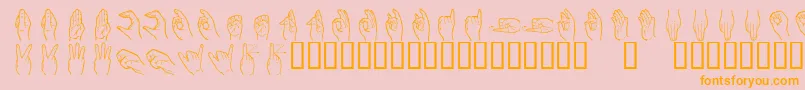 フォントHandsign – オレンジの文字がピンクの背景にあります。