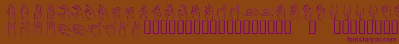 Handsign-Schriftart – Violette Schriften auf braunem Hintergrund