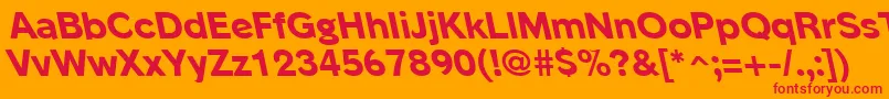 PhinsterleftyxboldRegular Font – Red Fonts on Orange Background