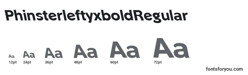 Размеры шрифта PhinsterleftyxboldRegular
