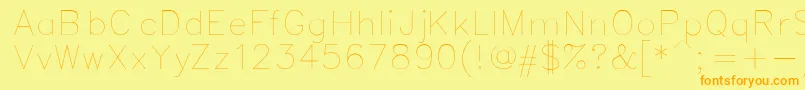 フォントSimplex – オレンジの文字が黄色の背景にあります。