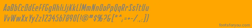 CreatorcreditsbbItal-Schriftart – Graue Schriften auf orangefarbenem Hintergrund