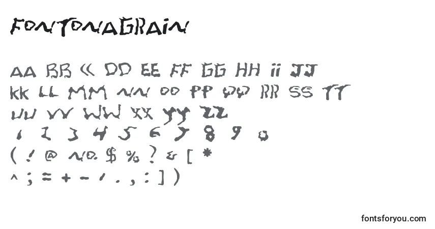 A fonte FontOnAGrain – alfabeto, números, caracteres especiais