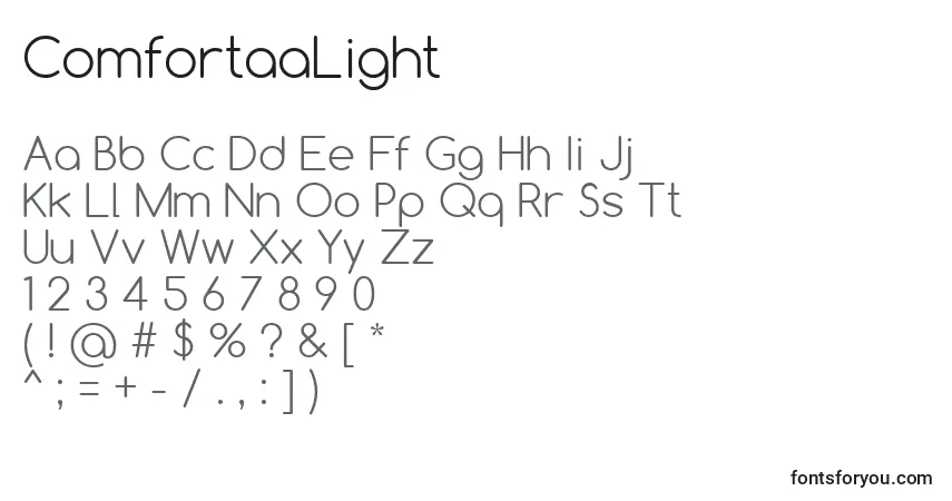 Шрифт ComfortaaLight – алфавит, цифры, специальные символы