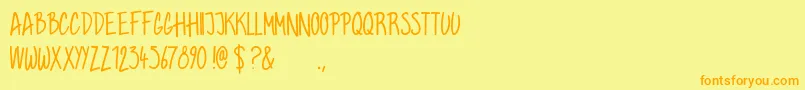 Grahamhandフォントについての詳細 フォントGrahamhand – オレンジの文字が黄色の背景にあります。