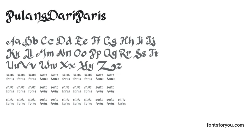 Schriftart PulangDariParis – Alphabet, Zahlen, spezielle Symbole