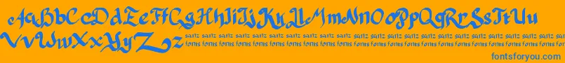 PulangDariParis-fontti – siniset fontit oranssilla taustalla